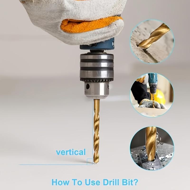 Titanium Coated High Speed Steel Drill Set, Hex-shank Drill Bit Set, Quick Change Drill Bit Set for Wood, Soft Metals and Plastics, Drill Bits Set