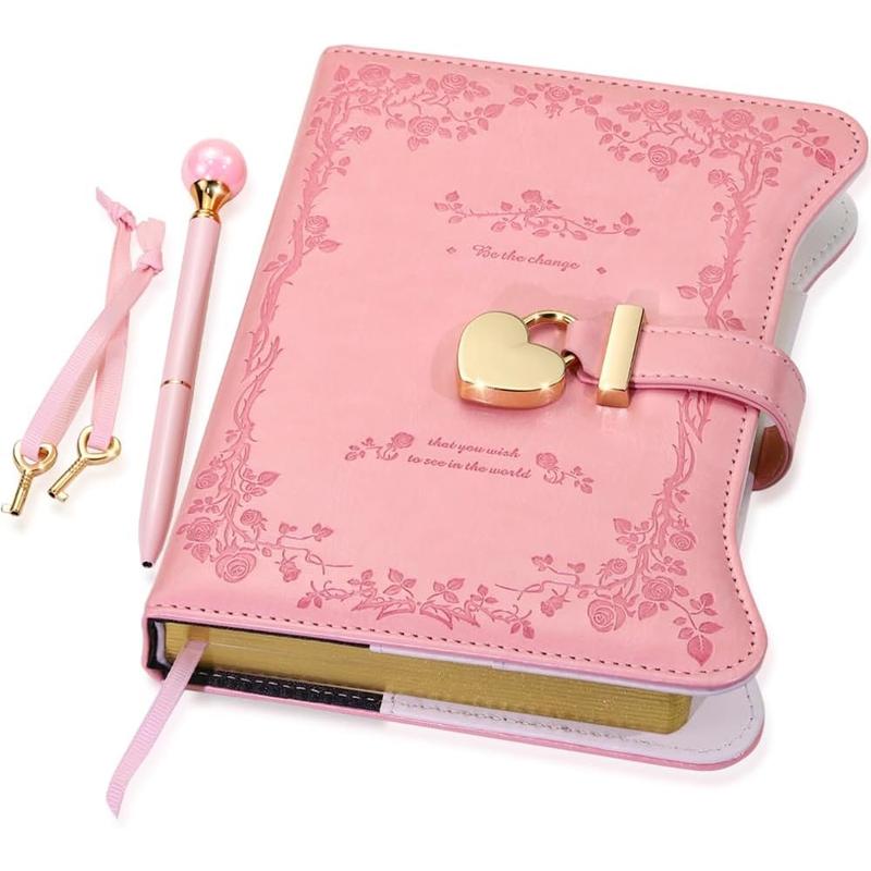 1PC Diary with Lock and Keys for Gift ldeas, 360Gold Edged Pages Jourmal for Women, B6 RefillableNotebook for Writing with Pen and Bookmark, Portable Notebook