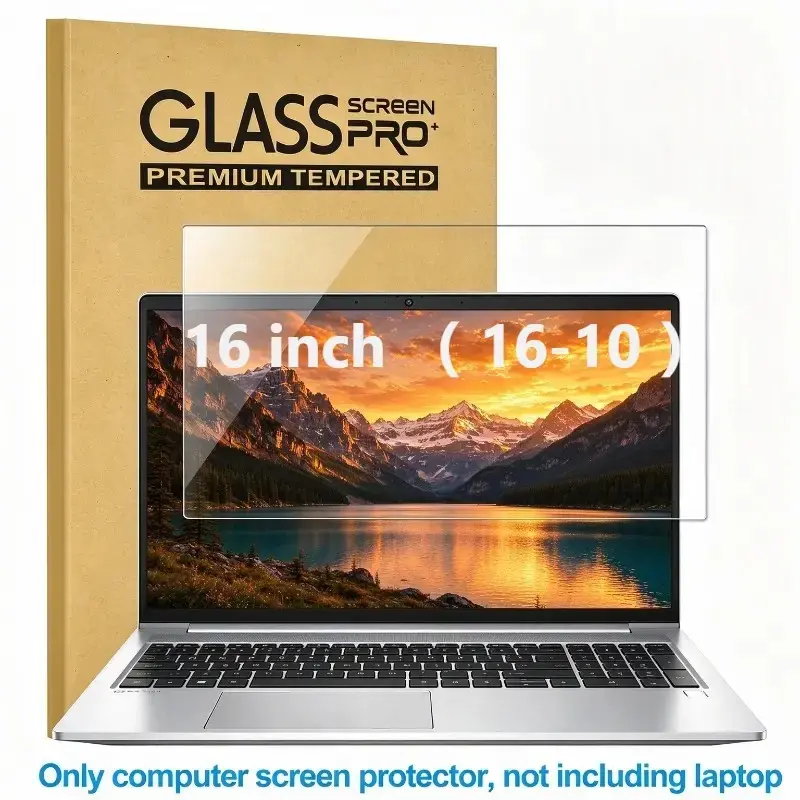 9H Tempered Glass Screen Protector for 16 Inch 16-10 Laptop, Ultra Clear Laptop Screen Protector, Anti Scratch Bubble Free HD Transparent, for Most 16" 16-10 Notebooks, Easy Install Smooth Touch Anti Fingerprint Glass Cover