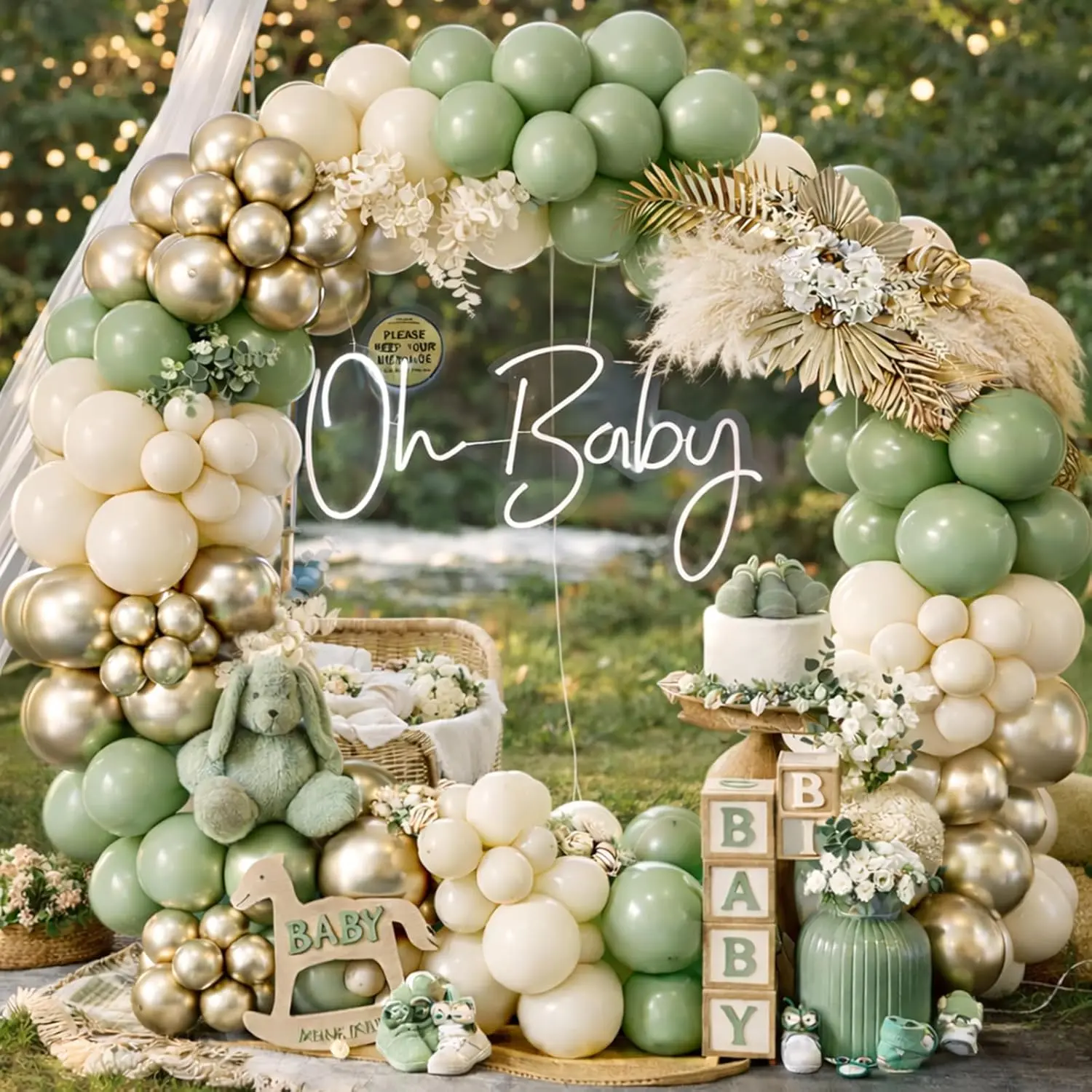 Sage Green Balloon Arch Kit-155pcs Sage Green Sand White Chrome  Balloon Garland for  Shower Decorations Balloons Decorations and Bridal Shower Birthday Engagement Party Supplies