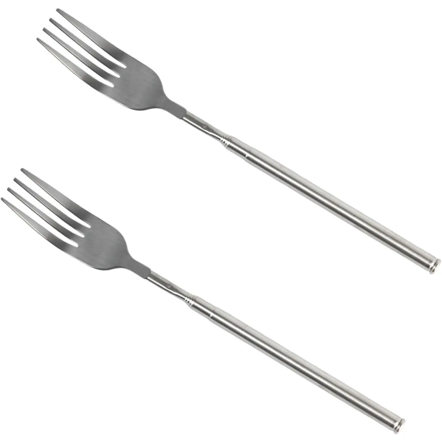 2 count Extendable Fork, Stainless Steel Telescopic Forks With Long Handle, Extended Fork for BBQ Dinner Fruit Dessert, Extends 8.4 To 25.2 Inch