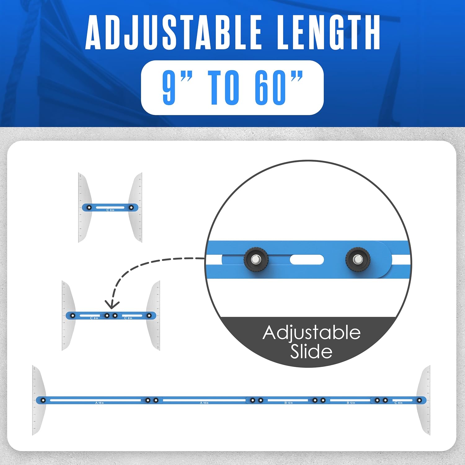 Stair Tread Template Tool, Stair Tread Jig, Measurement Tool, Gauge, for Step Measuring, Staircase, Shelf, Layout, Woodworking, Shelving, , Drywall, Adjustable Angle & Length, 9"-68"