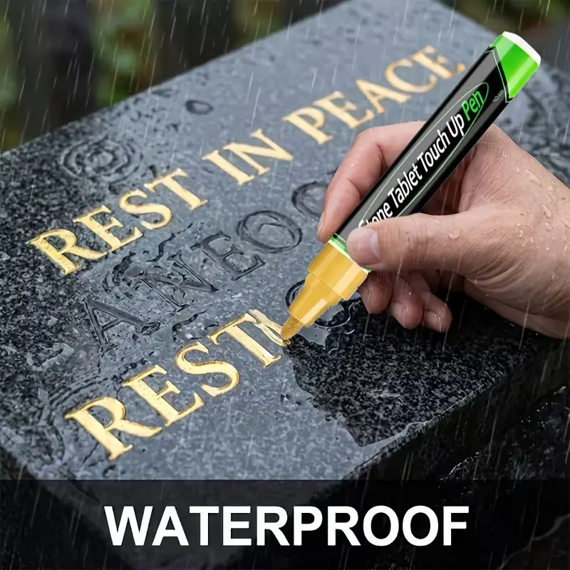 Metallic Marker Pen, Stone Tablet Marker, Tombstone Paint Brush, 3mm Inscription Repair Pen, Metal Touch-Up Pen