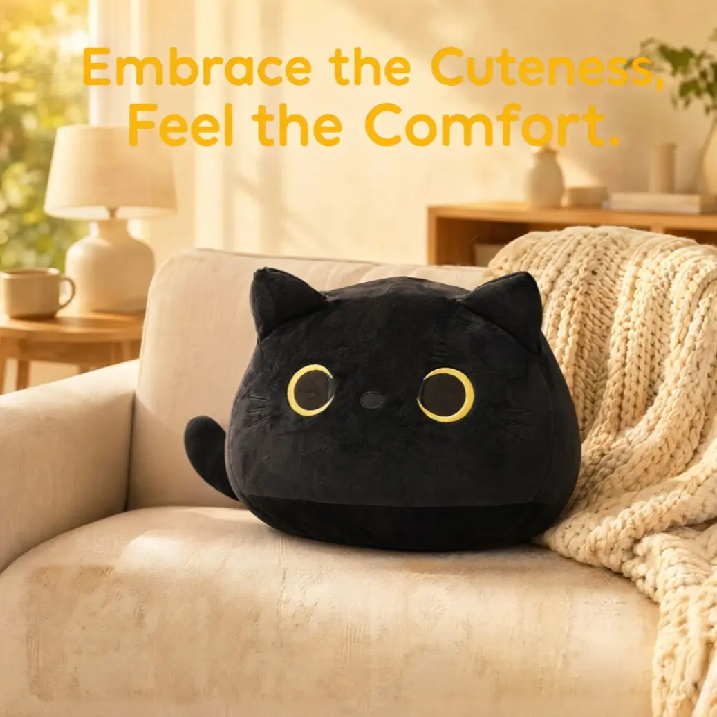 Soft Plush Cat Pillow, and Cat Stuffed Toy, Cute Kitty Plush Gift, Multiple Sizes, Soft Cushion, Waist Pad, Backrest