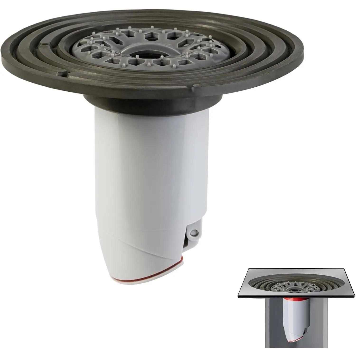 Odor-Proof Shower Drain Plug - Backflow Preventer with Magnetic Closure Valve, Hair Catcher, and Silicone Reducer Ring, Fits 1.9''-3.9'' ID Drains, Sewers, and Pipes