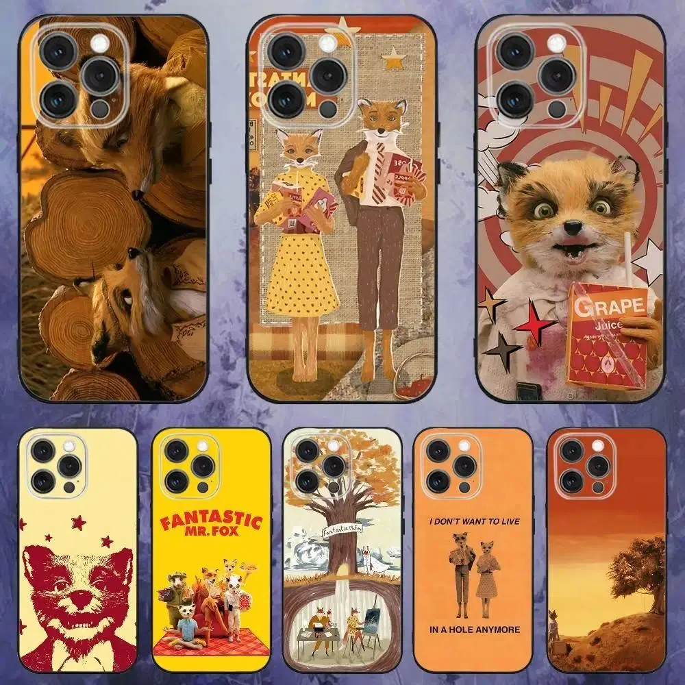F-Fantastic Mr Fox Smartphone Case, Black Soft Shockproof Portable Handheld Cellphone Protection Cover For iPhone 11-17 Pro Max/Plus, Samsung Galaxy S23-S25