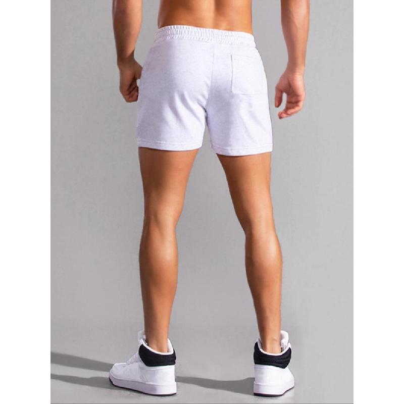 Men's Basic Regular Fit Solid Pocket Drawstring Shorts, Casual Streetwear Simple Patched Detail Elastic Waist Shorts for Summer, Fashion Men's Bottoms for Daily Wear, Menswear, Volleyball Shorts, Gymshorts