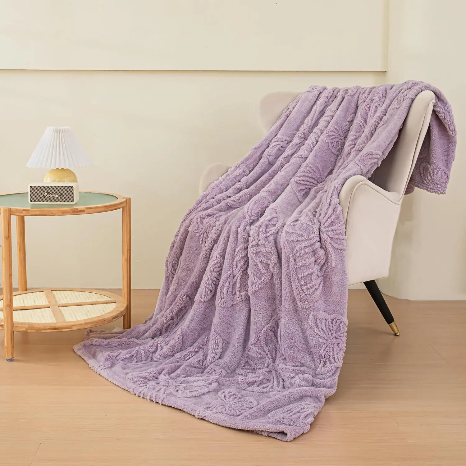 Fleece Blanket Throw Size for Couch or Bed,  Butterfly Jacquard Decorative Blankets, Cozy Soft Lightweight Fuzzy Flannel Blanket Suitable for  Seasons(50"×60",)