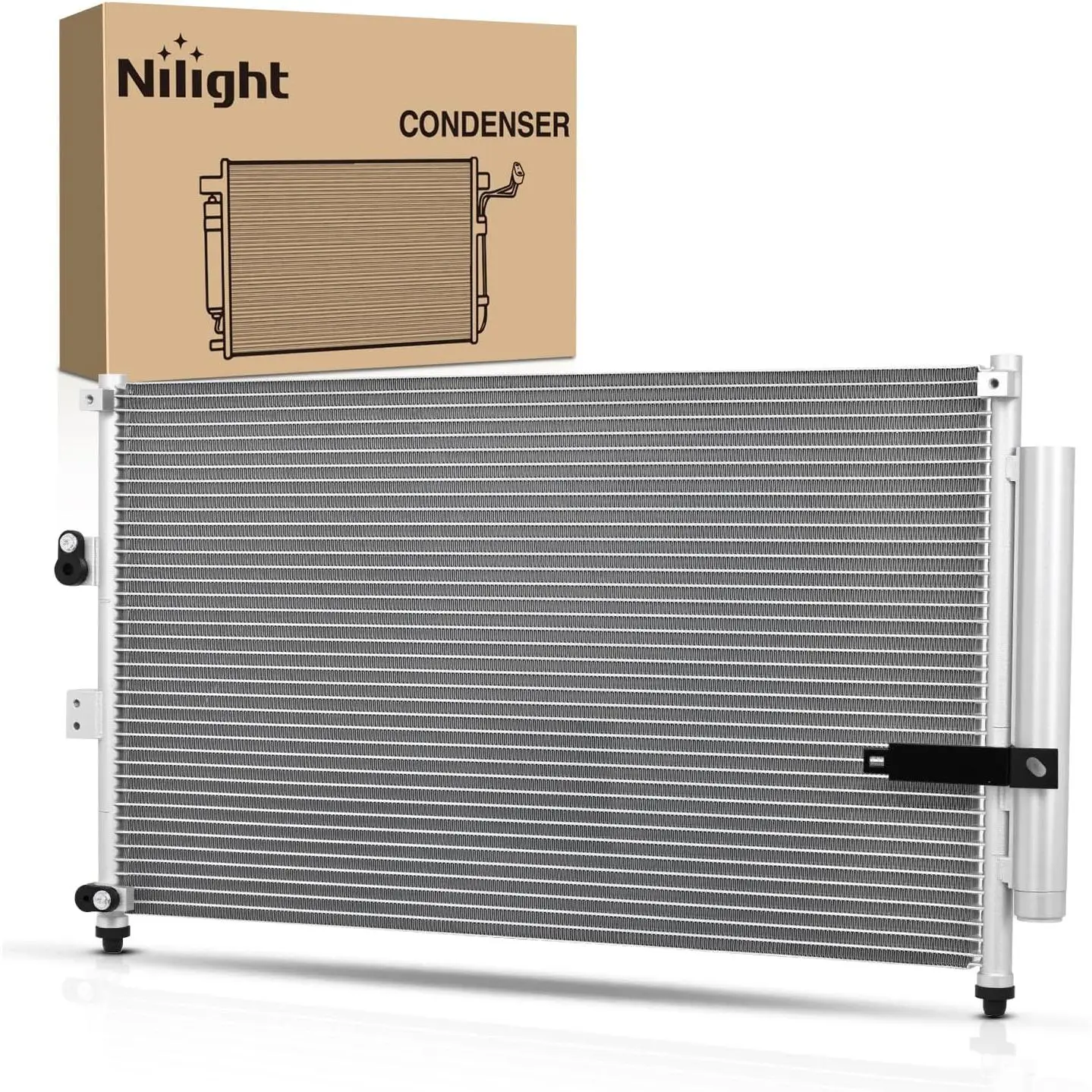 Nilight Aluminum A/C Condenser with Receiver Drier (1 x Unit) for Honda Civic 2006-2011 & Acura CSX 2006-2011, 100% Leak Tested, 2mm Thick Fins, Replace #3525,4770633,HO3030140,80110SNAA01,80110SNAA42, Lincoln Mkx 2011-2015
