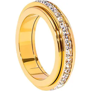 Pingyongchang Anxiety Rings Titanium Steel Spinner Fidget Band Ring For Women Cubic Zirconia Relieving Anxiety Wedding Promise Lucky Statement Jewelry Comfort Fit Size 5 To 12