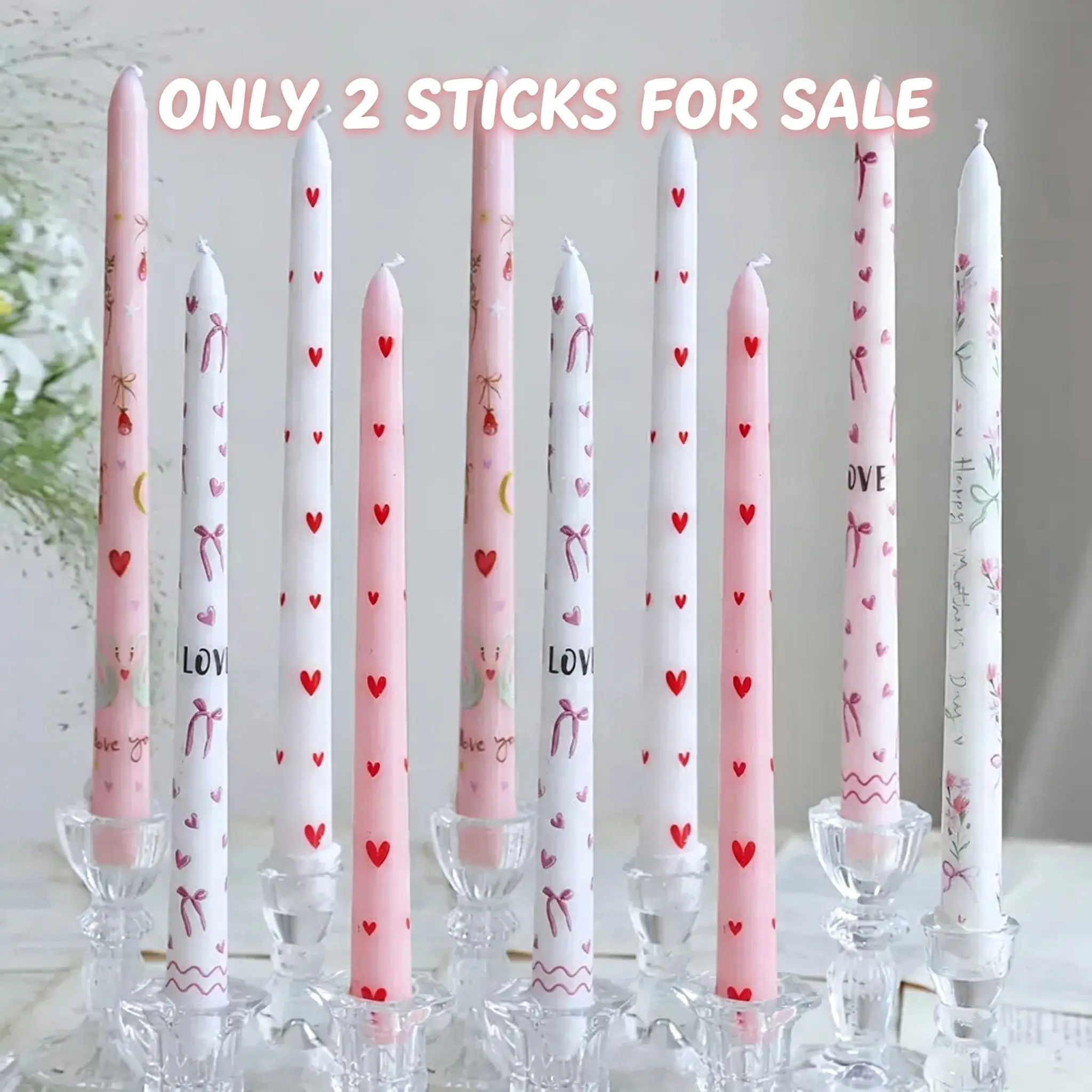 Elegant Printed Long Candles Set of 2, Perfect for Home Decor and Festive Atmosphere, Ideal Small Gift for Friends and Family