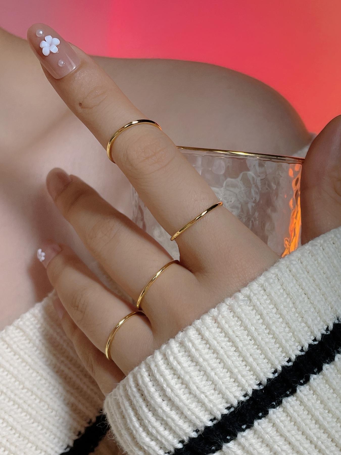 S925 Sterling Silver Simple Plain Ring, Fashion Accessories for Women & Girls, Trendy All-match & Exquisite Jewelry for Birthday Gift, Dainty Ring, Band Rings, Elegant Ring