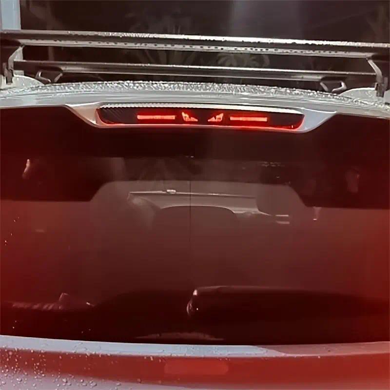 Stylish High Mount Brake Light Sticker, Carbon Fiber Texture Durable PET Material, Easy Paste Car Exterior Decal, Enhances Safety & Style, Custom Logo Compatible for Most Cars