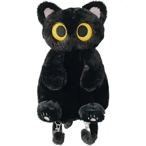 Plush Backpack,Cat Bag,Animal Backpack,Cute Cartoon backpack,Plush Bag (A-Black Cat)Gift.