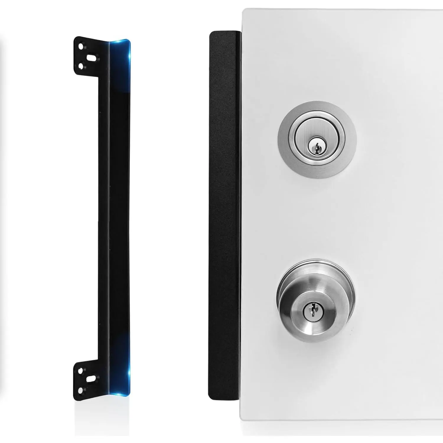 Door Latch Guard 12" with 1" Offset Cover, Protector| For Outswing Door Security, for Door Knob/Deadbolt/Mortise Door Lock, 2.5mm THK