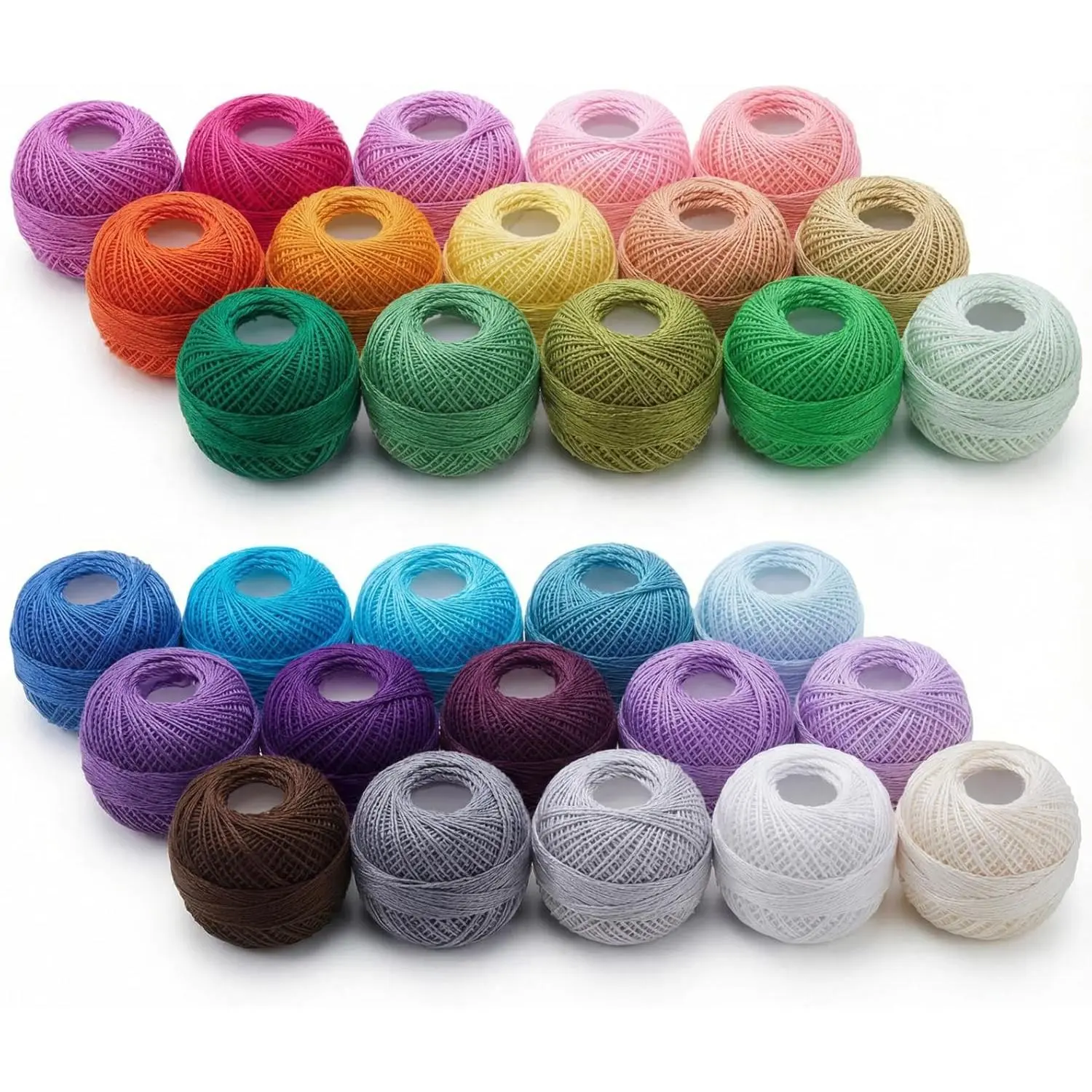 30 count Size 8   Thread Balls Crochet Thread Set Soft Long Staple Mercerized 10 Grams for Crochet   Embroidery Friendship Bracelet DIY Craft (Rainbow Color)