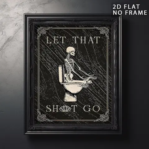 Skeleton & Letter Pattern Gothic Canvas Painting without Frame, Unframed Painting, Art Work For Wall Decor, Modern Art Design, Modern Abstract Artistic Wall Art Decor, Wall Art Decor for Bathroom Toilet Living Room Bedroom Office