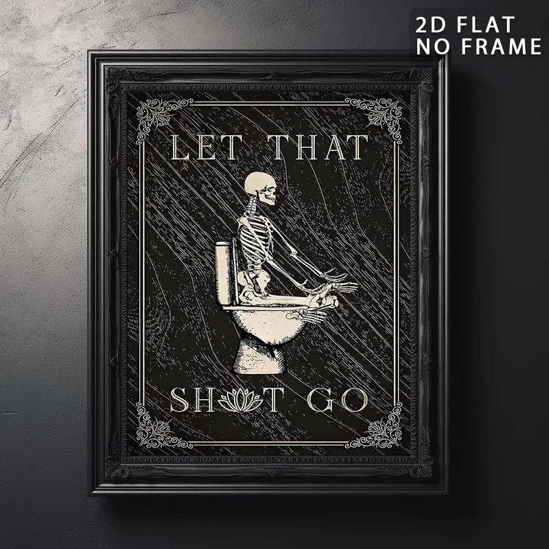 Skeleton & Letter Pattern Gothic Canvas Painting without Frame, Unframed Painting, Art Work For Wall Decor, Modern Art Design, Modern Abstract Artistic Wall Art Decor, Wall Art Decor for Bathroom Toilet Living Room Bedroom Office