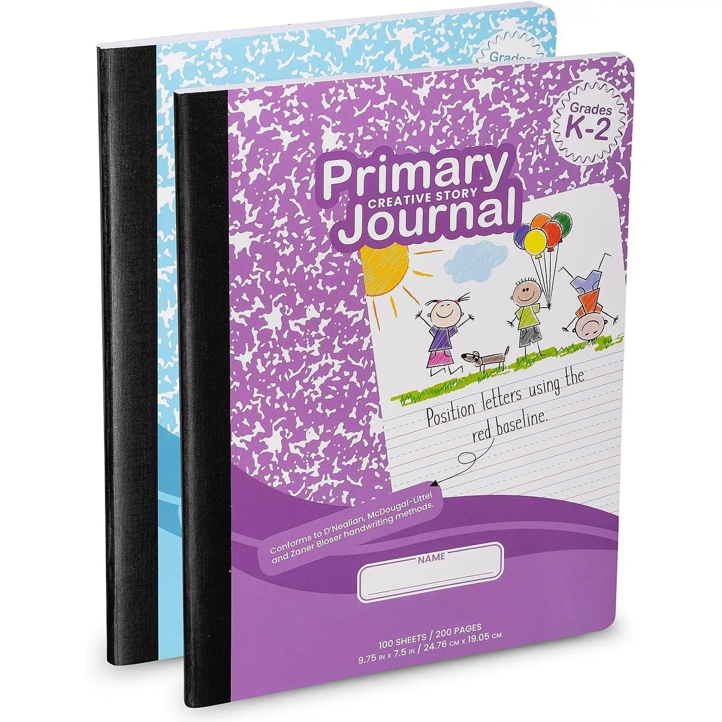 Primary Journal Grades K-2, , 1st Grade,  Notebooks, Primary Ruled Composition Notebooks for  - 9.75″ x 7.50″ - Sturdy Covers - 100 Sheets -  Colors - (2 Pack)