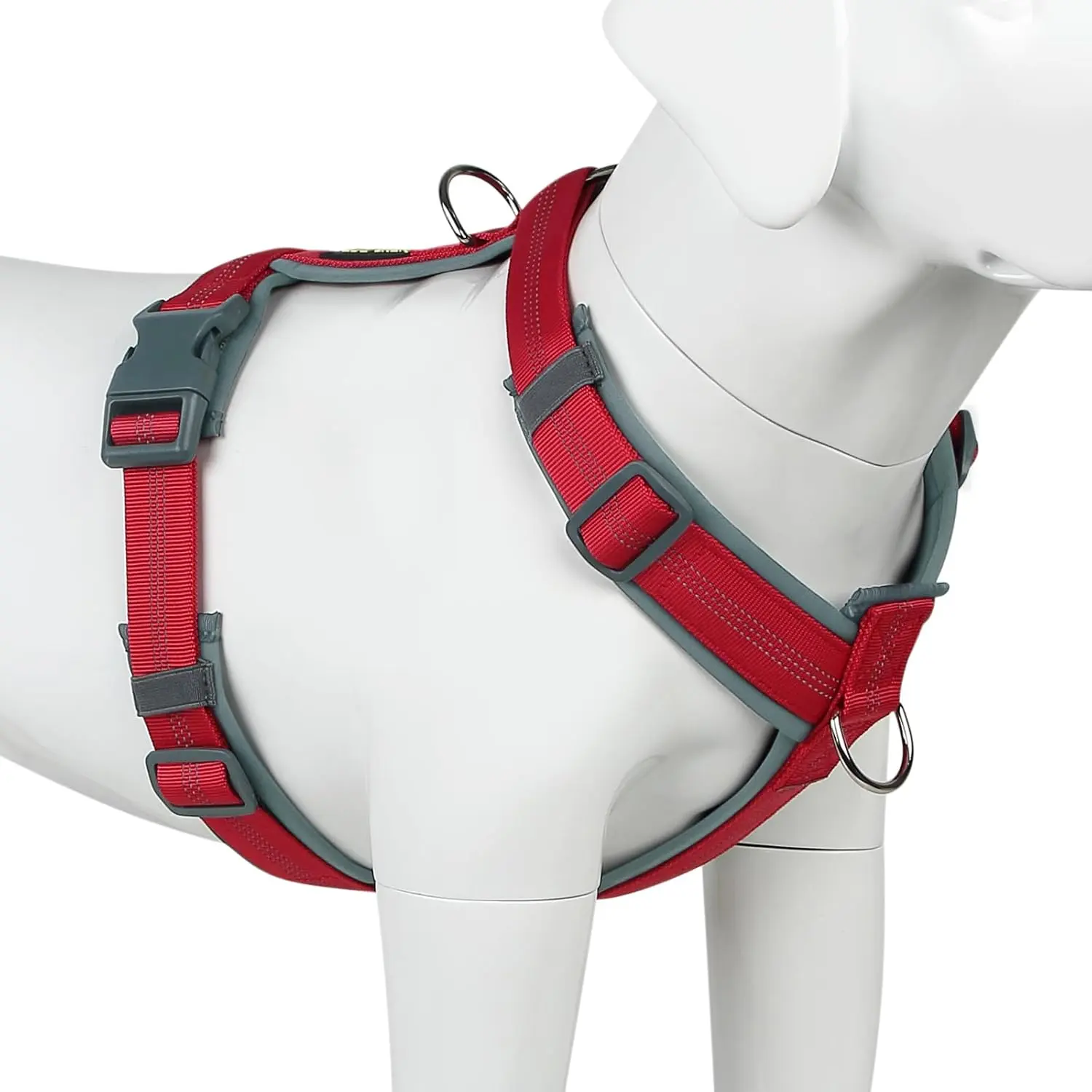 No Pull Dog Harness, Adjustable Nylon Harness with Soft Padding, Reflective and Heavy Duty Dog Harness for Small, Medium, Large Dogs(Red, M)