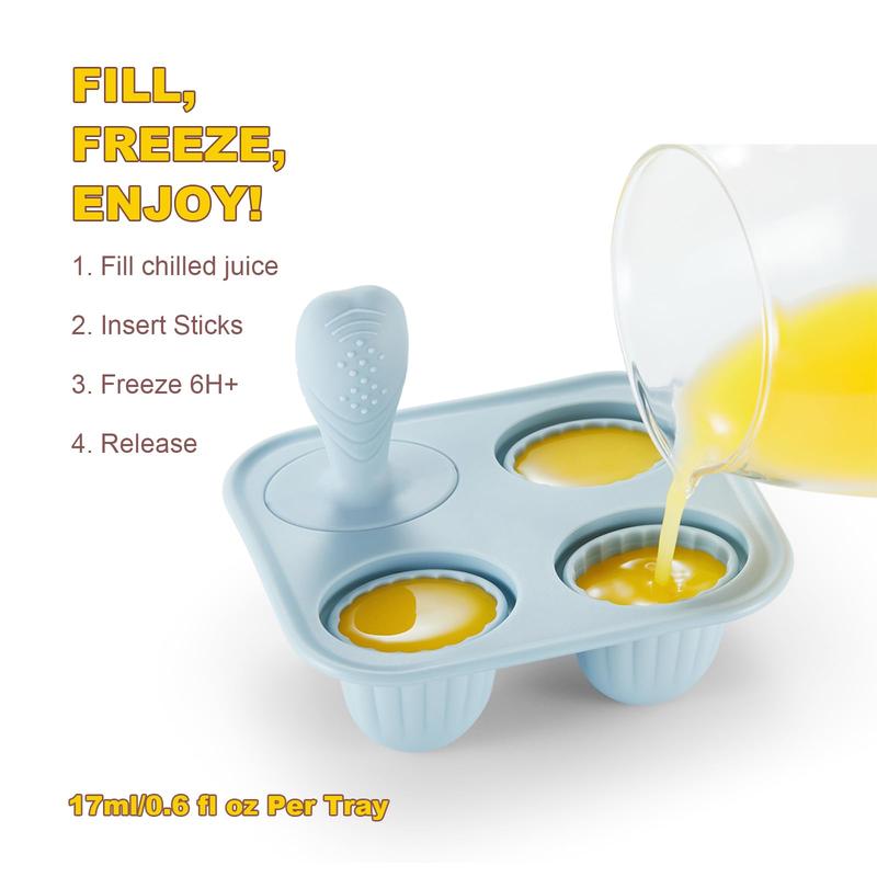 Silicone Ice Pop Molds Popsicle Mold Set of 4, BPA-Free Reusable Baby Ice Cream Maker, Easy Release Non-Toxic Material, Perfect for Kids' Snacks