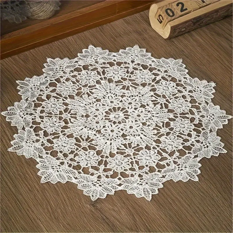 2pcs Round Vintage Tablecloth Compatible for TV Tables - Machine-Made Table Cover Suitable for Tables, End Tables - Elegant Retro Decor for Small Spaces, Christmas, Halloween, Thanksgiving Gifts (Round Shape)