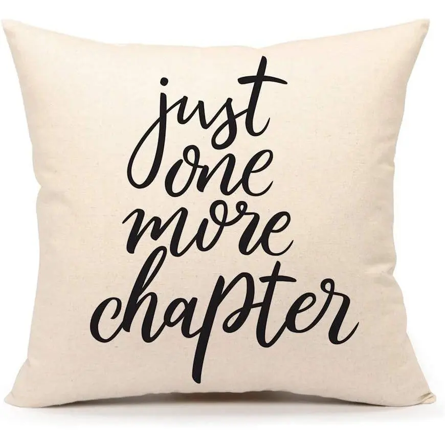 Just   Chapter Throw Pillow Case Cushion Cover Book Lovers Linen 18 x 18 Inch