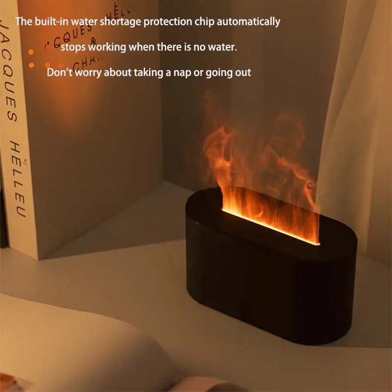 Humidifier Flavored Air Diffuser for Home Decor, 1 Count Simulation Flame Ultrasonic Air Humidifier for Fall, USB Powered Aromatherapy Diffuser, 7 Colors Lighting Mini Humidifiers Diffusers, Air Freshener for Bedroom, House Accessories Furniture