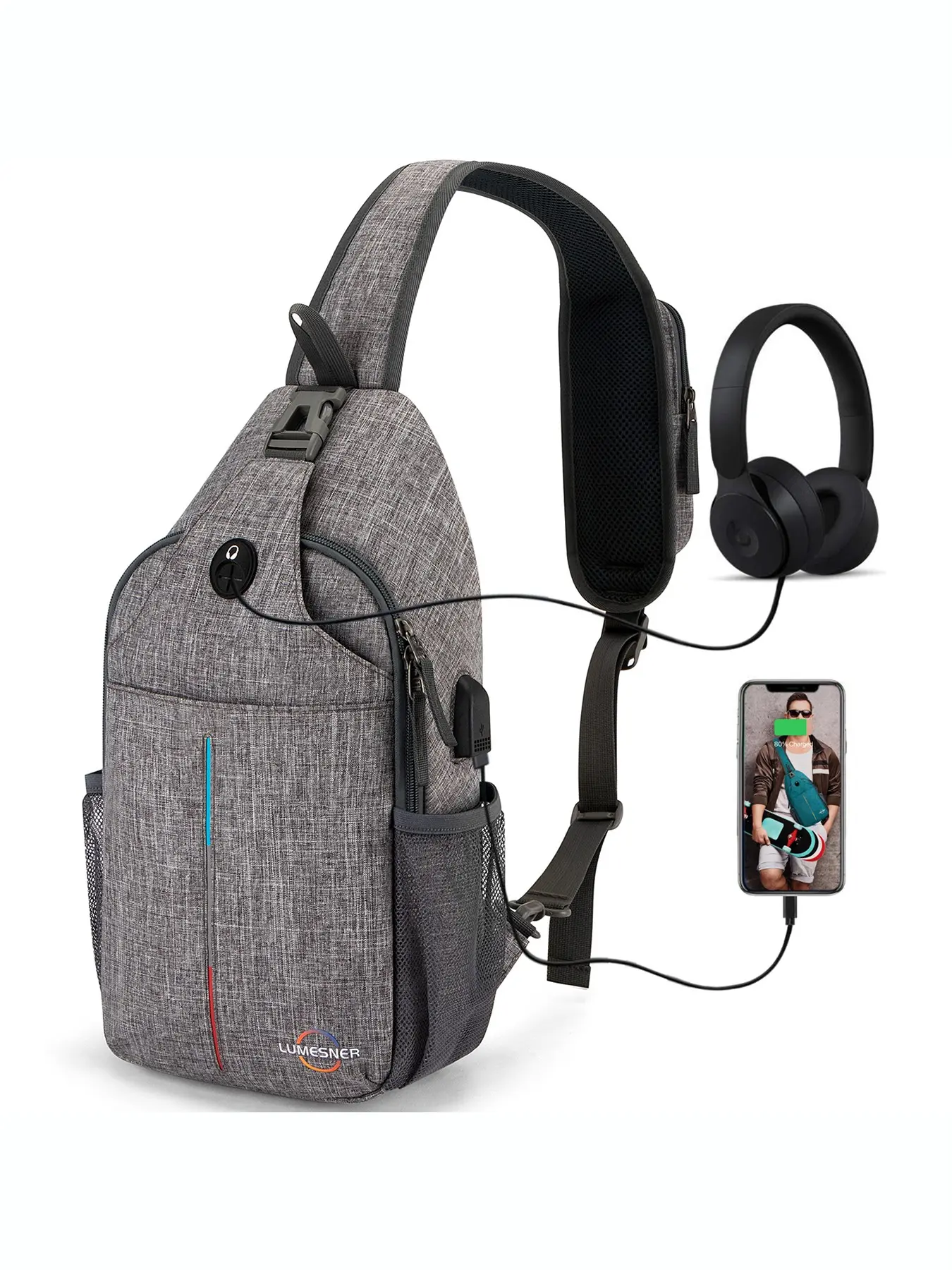 Unisex Crossbody Bag, Lightweight Waterproof Chest Pack, Multi-Pocket Anti-Theft Waist Bag, Travel, Cycling, Hiking, Daily Commute