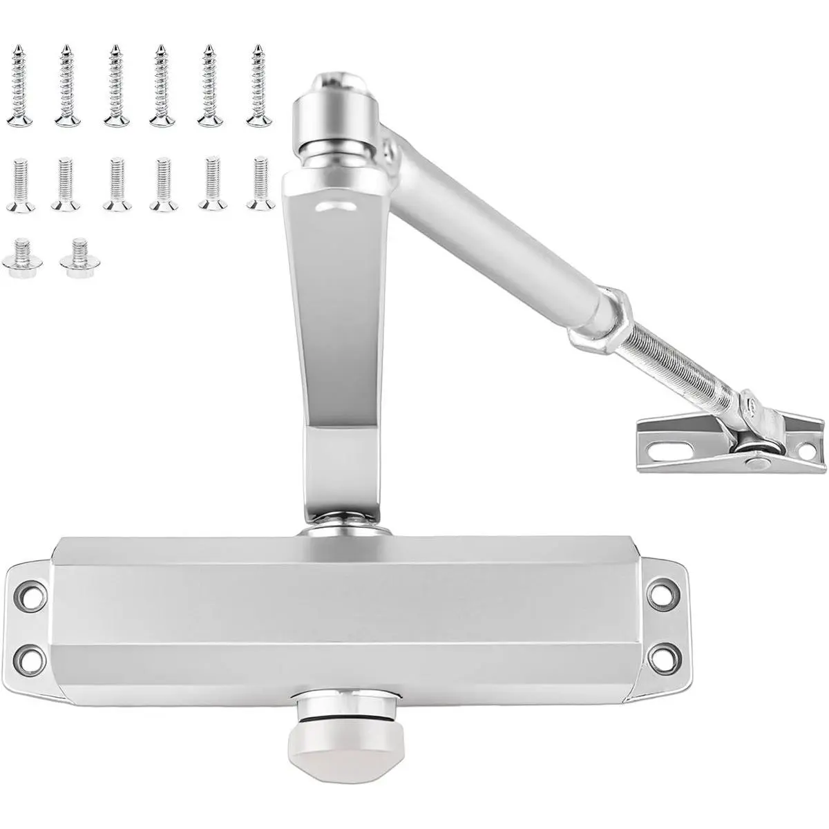 Commercial Door Closer, Automatic Door Closer, Commercial Hydraulic Closer | Grade 1 Self Closing Spring Hinge, Fits 121-187 lb Doors 23-44 in, Auto Door Closer with Adjustable Speed (Silver)