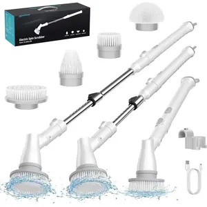 Spin Brush, Cordless Electric Spin  with 4 Replaceable Brush Heads Adjustable Extension Handle, 2 Speed Shower  for Cleaning Bathroom, Tile, Floor, Tub