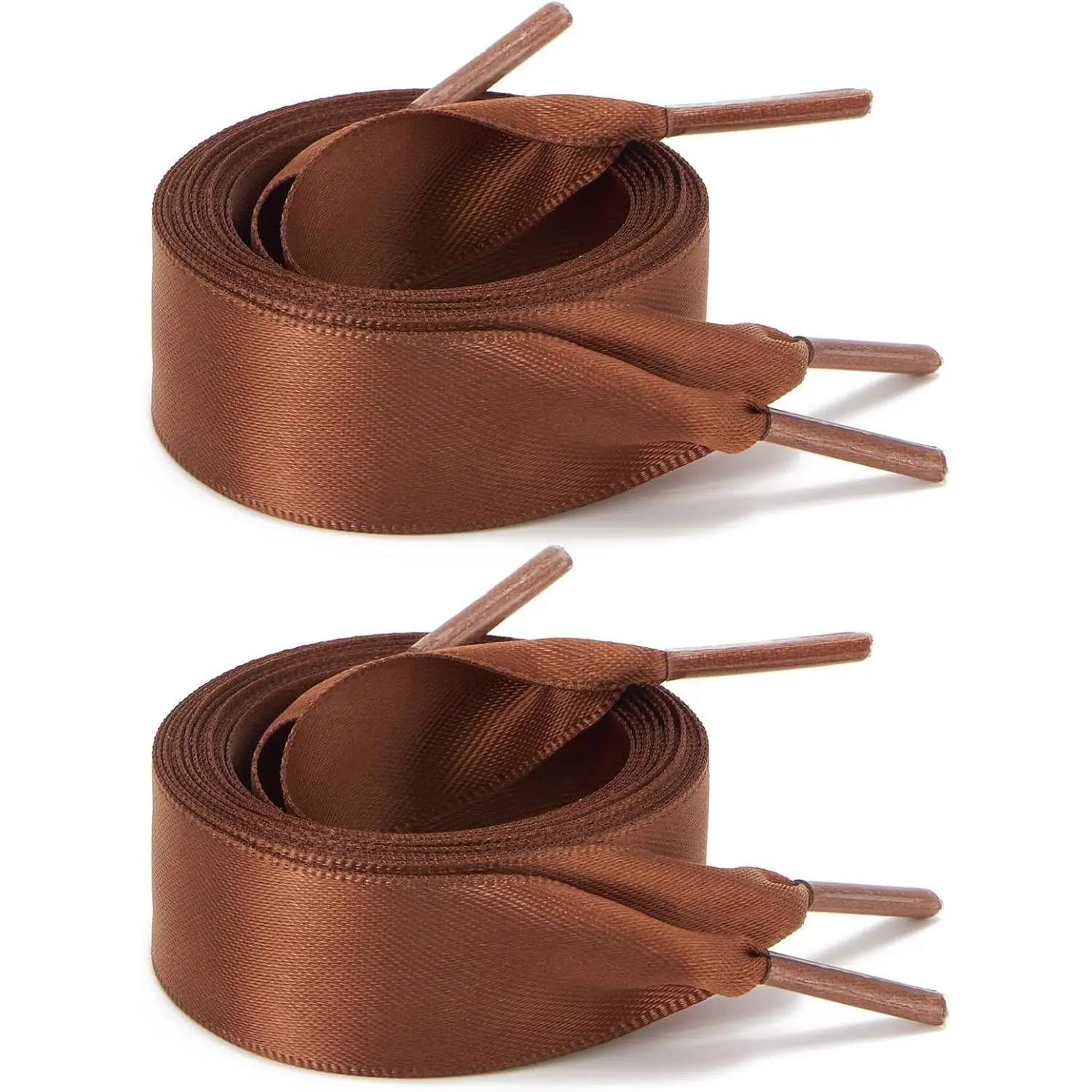 2 Pairs .24" Satin Ribbon Shoelaces 0.78" Wide Colourful Flat Silk Shoe Laces for Sneakers Boots Women