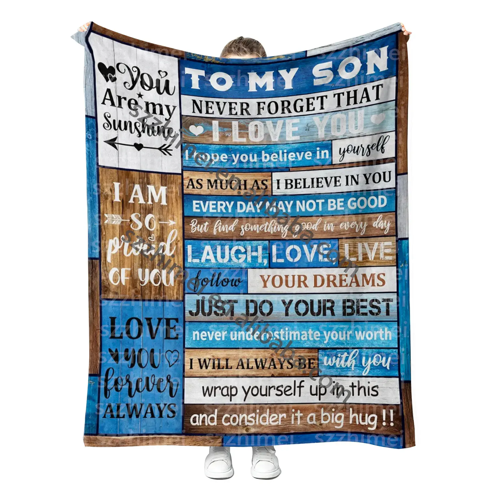 Modern Soft Cotton Flannel Blanket with Love Quotes Message Custom Design, Machine-Wash, All-Seasons Bedding Throw, Ideal Grandma Gift