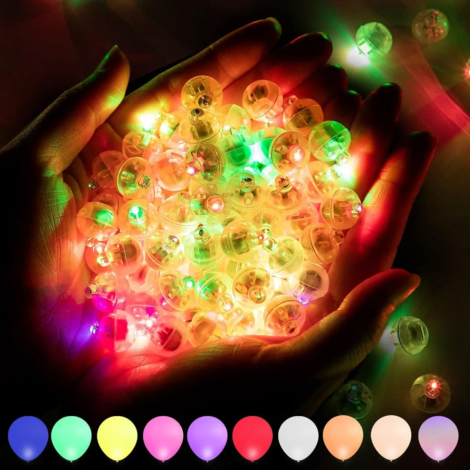 50 count Multicolor Flash  Balloon Light, Mini Ball Lamp Round  Led Light for Glass Paper Lanterns Balloons Birthday Party Event Wedding Halloween Christmas Decoration