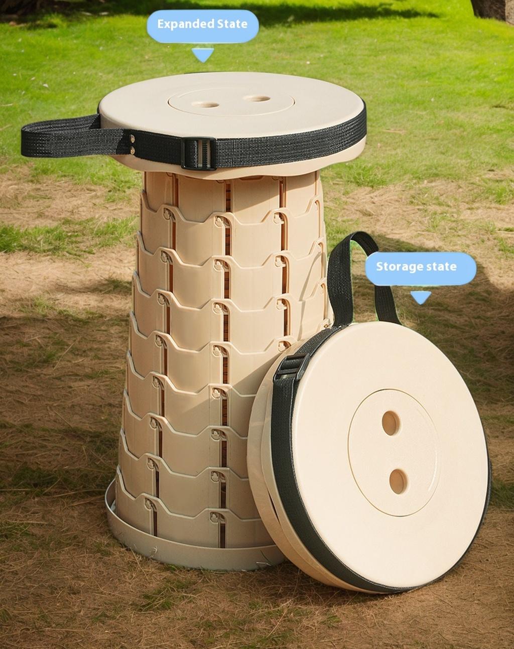 2PCS Collapsible Stool, Max Load 400LB Outdoor Folding Stool, Portable Telescopic Stool, Easy To Store, Small Bench, Height Adjustable Chair, Suitable For Camping, Hiking, Fishing, Rainbow Stool, Christmas And Father's Day Gift, Black And Khaki Stools