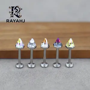 F136 Titanium Kaleidoscope Stud Earrings & Lip Nails | Sparkle & Shine | Hypoallergenic Body Jewelry