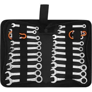 Premium 22-Piece Mini Midget Ignition Wrench Set, Metric & SAE Sizes 4-10mm & 5/32'' to 7/16'', with Lightweight Portable Carry Pouch