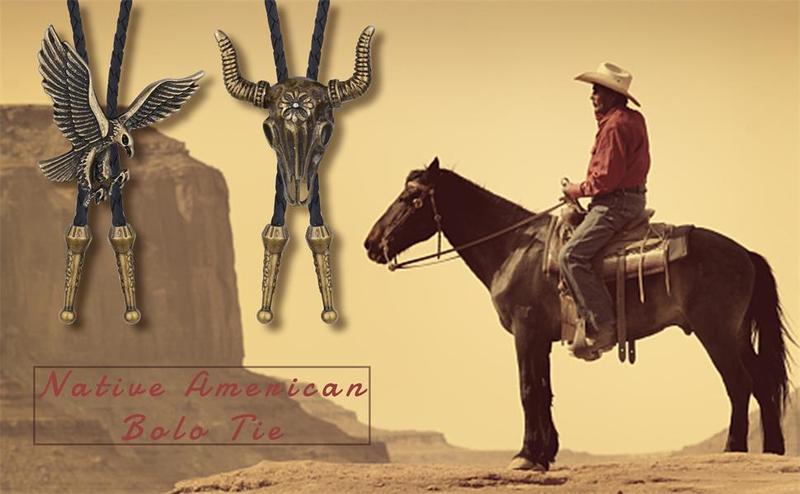 Jstyle 6 Pcs Leather Bolo Tie Turquoise Handmade Round Shape Western Cowboy Native American Bola Tie for Men Women