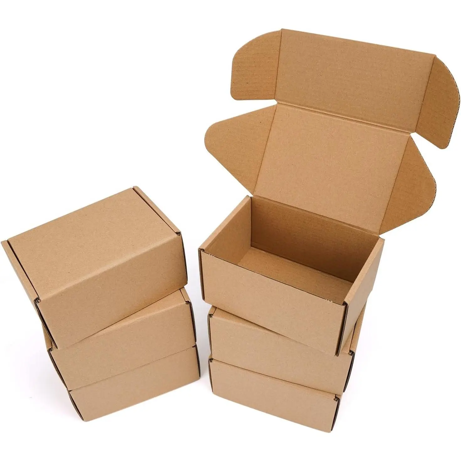 6x4x3 inch Small Shipping Boxes, Set of 6 Mailing Boxes, Brown | Single Corrugated, DIY Cardboard, Easy Fold, Shape Well, Self locking, Card Shipping, Candle Packaging, Small Business