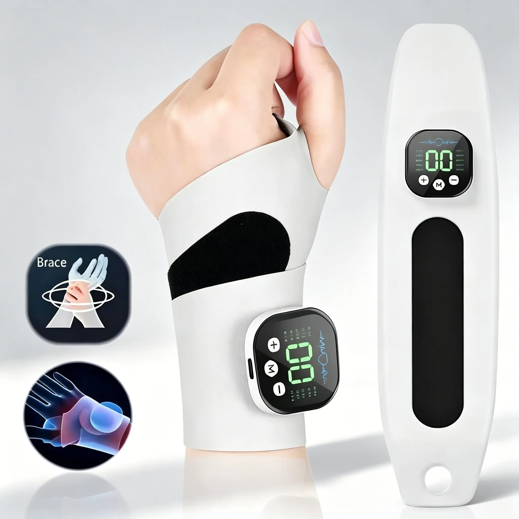 EMS Electric Hand Wrist Massager 10 Mode Vibration Massage 29 Levels Massage Hands Rechargeable Wrist Brace Protector Wrap