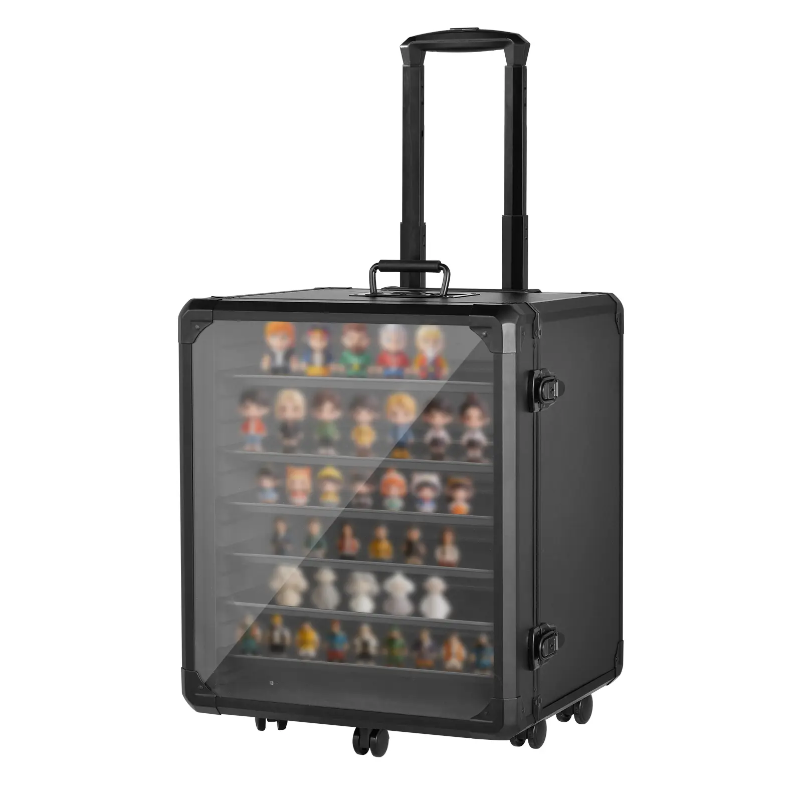 Miniature Storage Case 16.1x14.8x19.7in Miniatures Display Case Transport Shelves with Lock 6 Trays Trolley for Figurines Action Figures Collectibles Figures