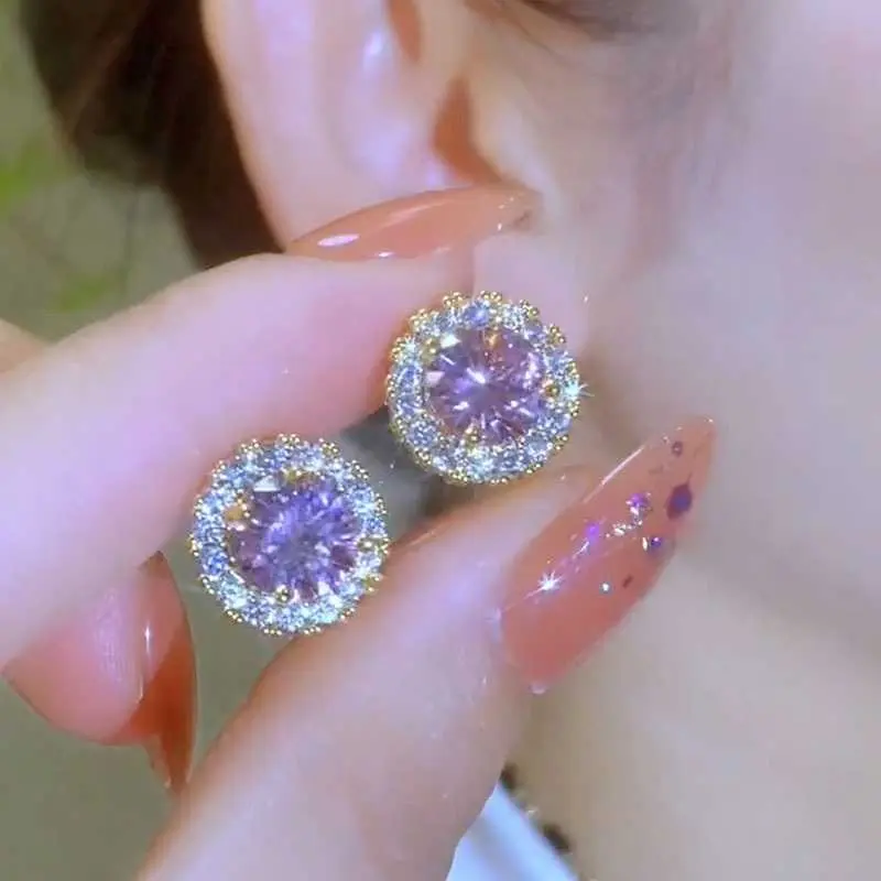 Feminine Sweet Purple Zircon Ear Cuff Earrings, 2024 Elegant Petite Delicate Costume Jewelry, Everyday-Use Versatile Commuting Accessory, Model DL260804E09