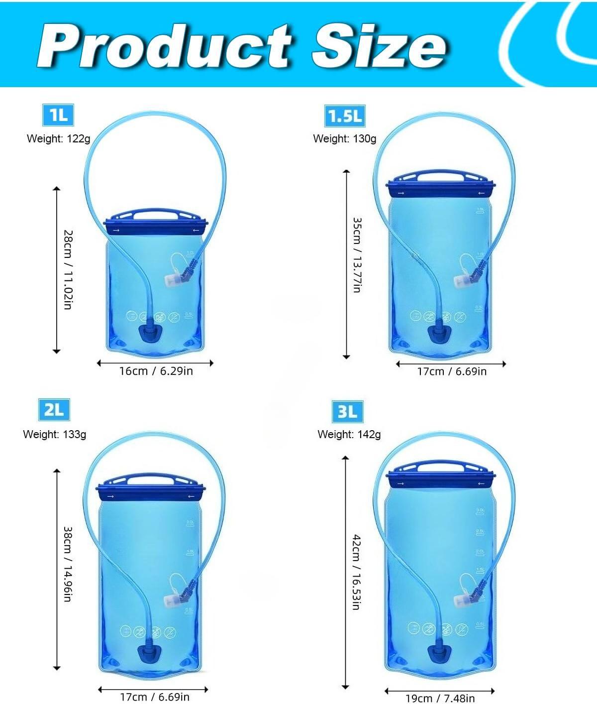 Hydration Bladder Water Reservoir, Portable Leak-Proof Water Bag for Outdoor Hiking Camping Running Cycling, BPA-Free Sports Water Storage for Men Women