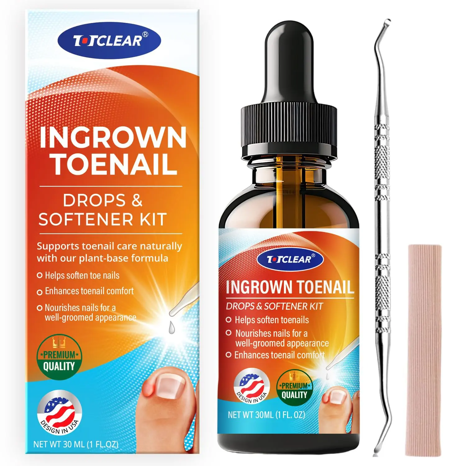 Ingrown Toenail Relief Kit - Includes Removal Tool & Corrector Drops, Effective 30ml Solution for Men Women to Care for Ingrown Toenails