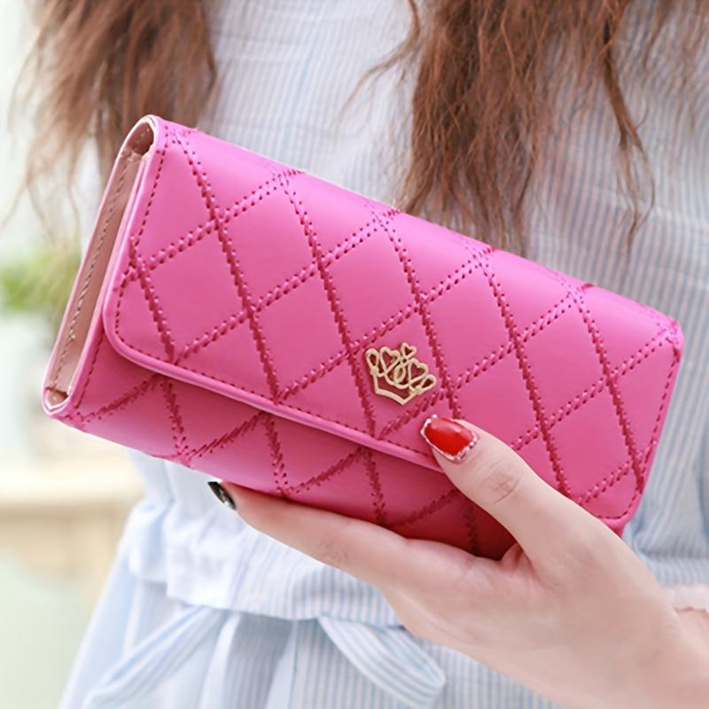 New Fashion Diamond Pattern Metal Crown Women's Wallet 70% off Long Wallet Large Capacity Mini Wallet Zipper Purse