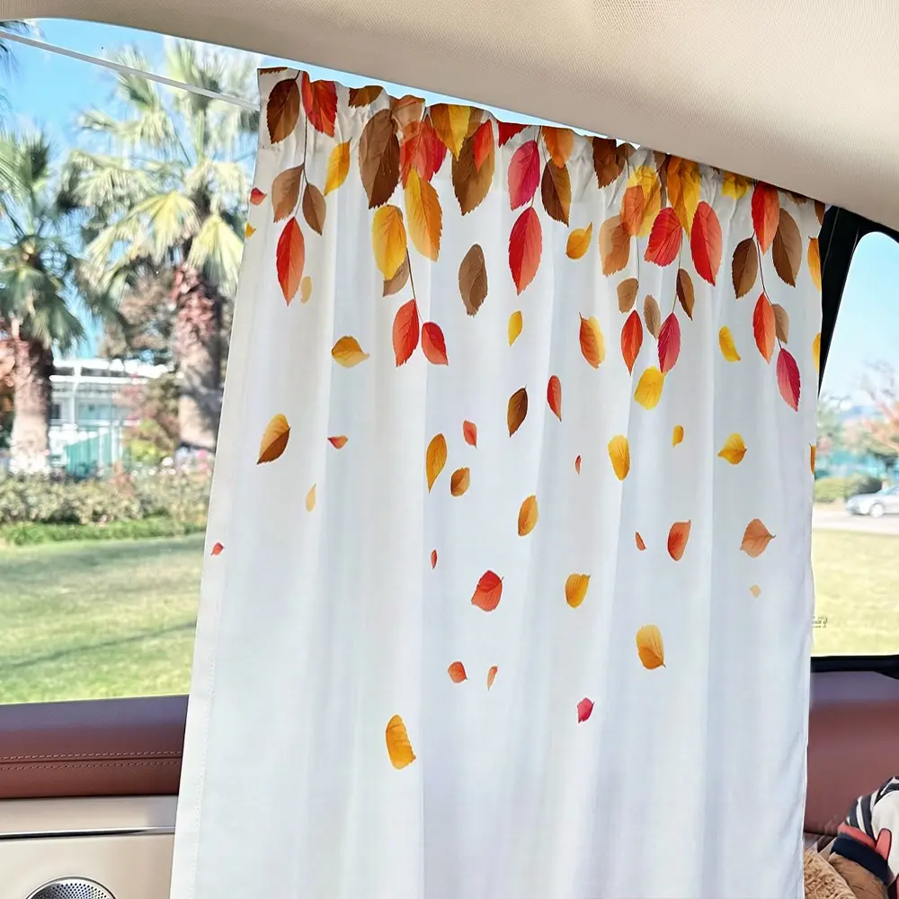 Adjustable Car Sunshade, Leaf Print Vent Visor, 2D Flat Suction Cup Curtain, Summer Heat Insulation, Easy Install, Privacy Protection, Travel Camping