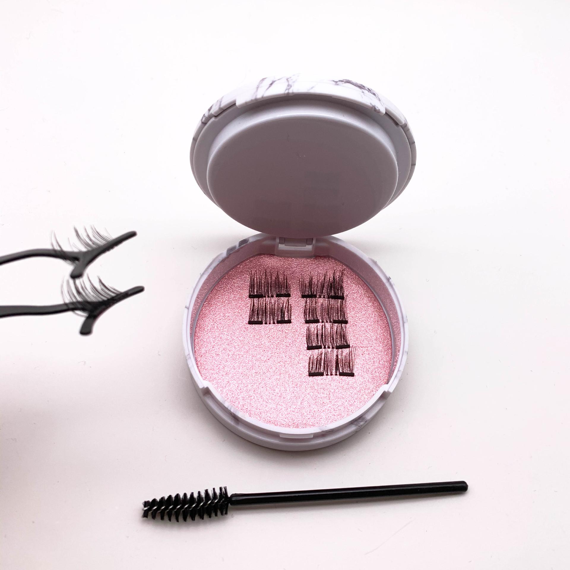 24P Half Eye Double Magnet Magnetic Eyelashes 16 Pieces with Clips Waterproof Reusable False Lashes for Party Daily Use