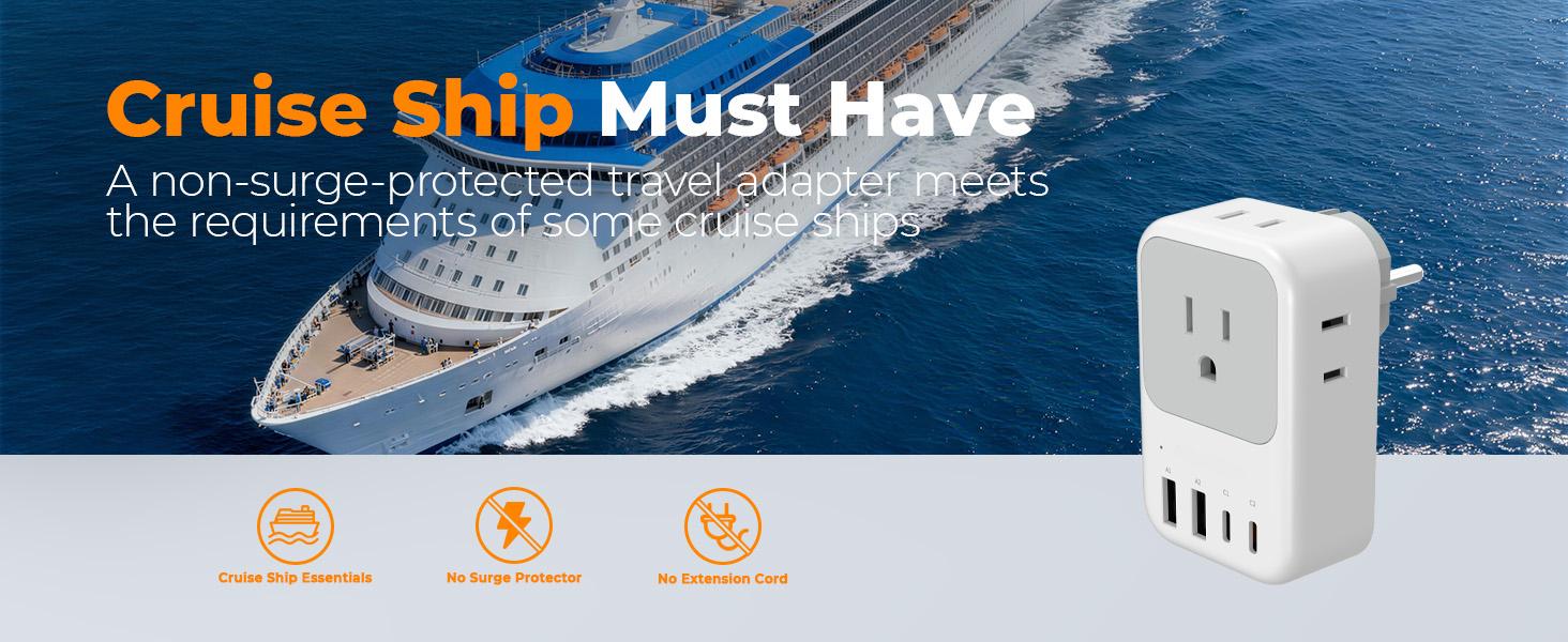 Type F Plug Adapter 2 Pack, PD 20W South Korea Outlet Adapter with 4 AC Outlets 4 USB Ports (2 USB C), Type E Power Adaptor for US to Europe Spain Germany France Iceland Greece Russia Norway