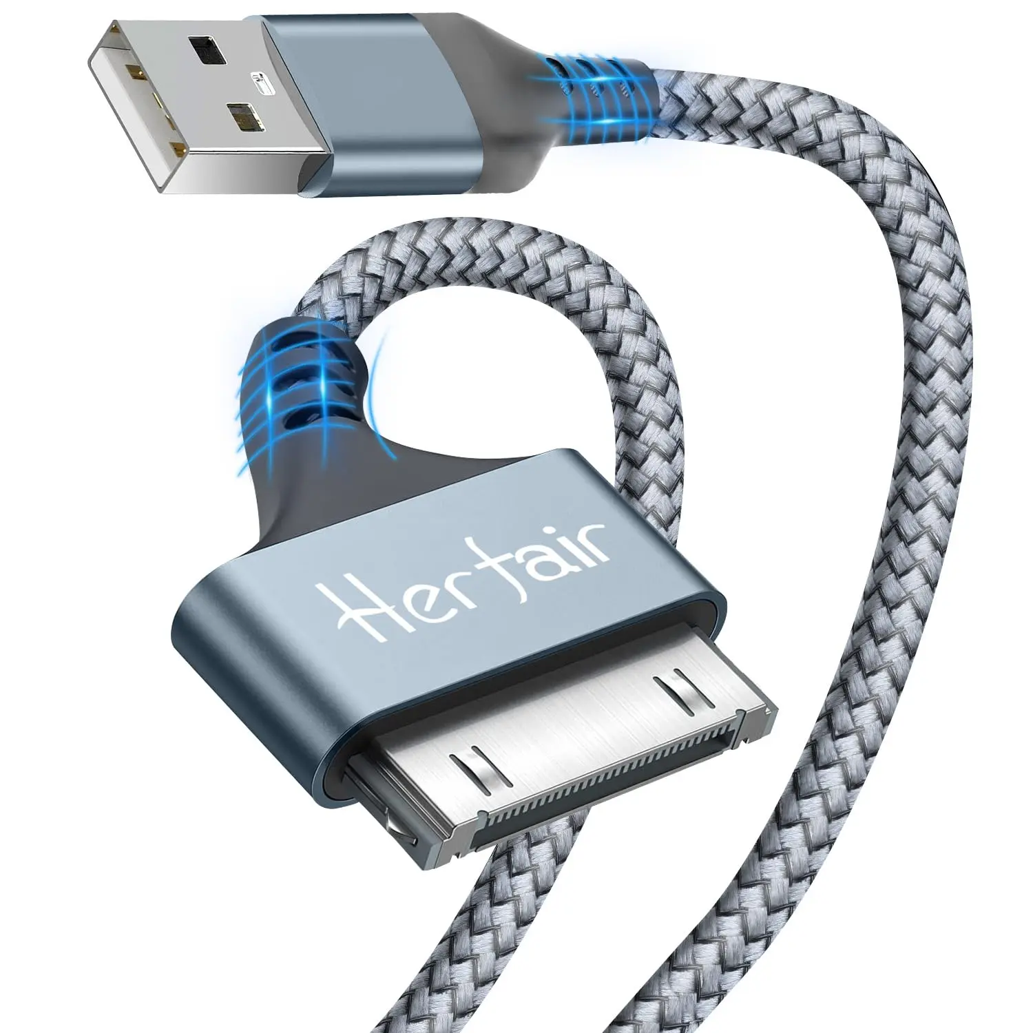 USB to 30 Pin Charger Cable Nylon Braided Charging Cord Compatible with iPhone 4/4s/3G/3GS, iPad 1 2 3, iPod Touch 4 3 2 1, iPod Classic/Nano 3 4 5 6, for Charging & Data (3.3FT)