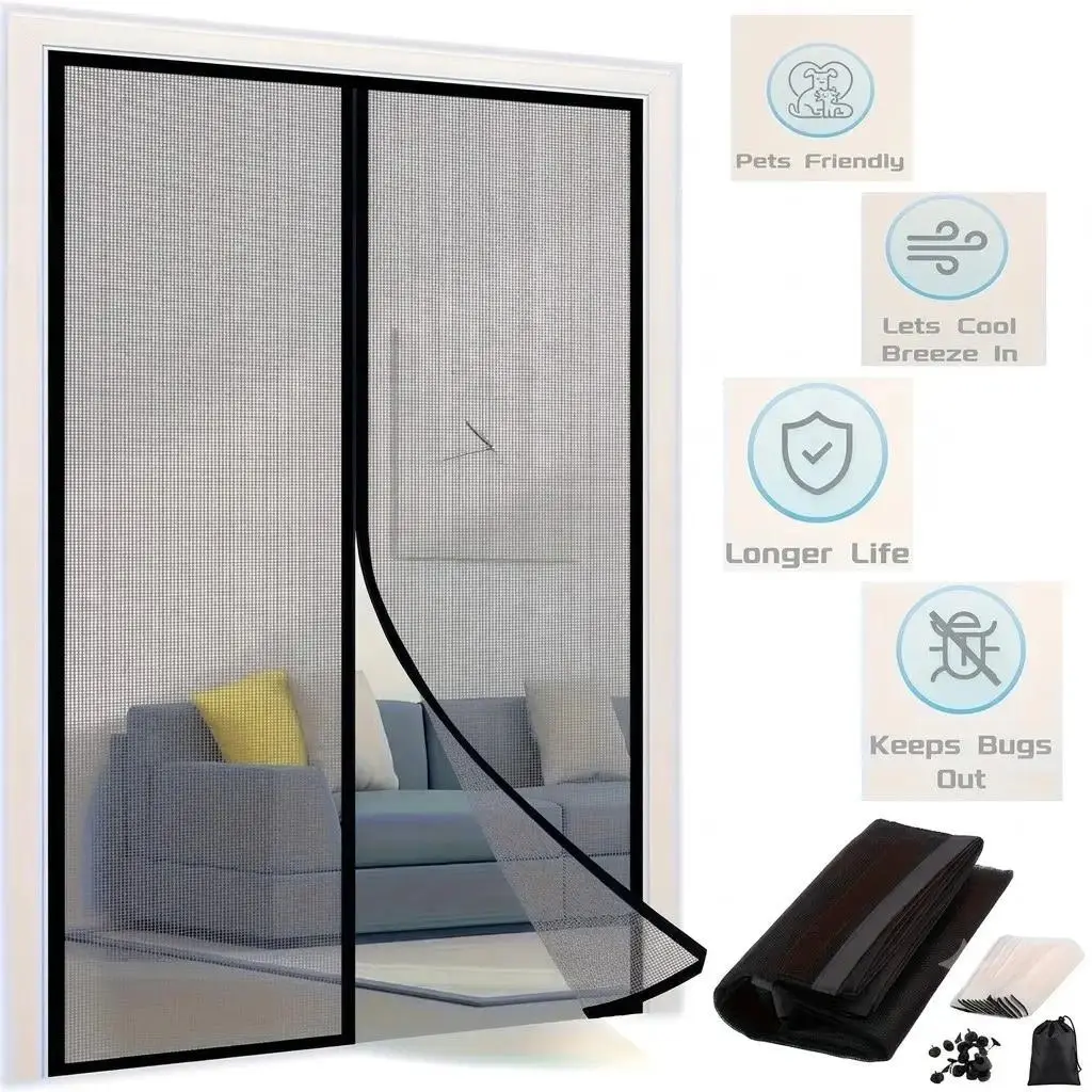 Yitape Magnetic Mosquito Screen Door, Self-Sealing Net Curtain, High Density Breathable Mesh, Auto-Close Magnet, Ideal for Bedroom & Balcony